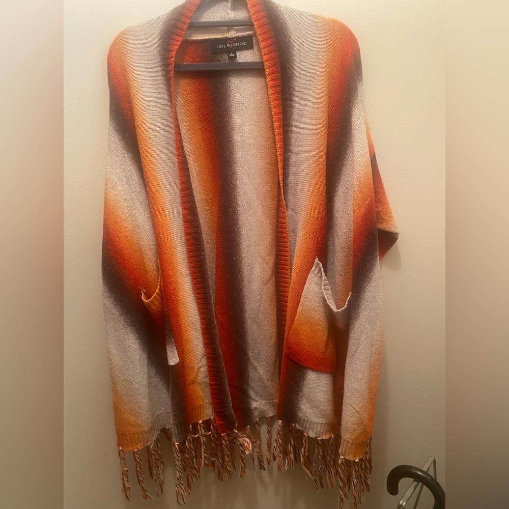 Colorful Poncho/wrap with fringe